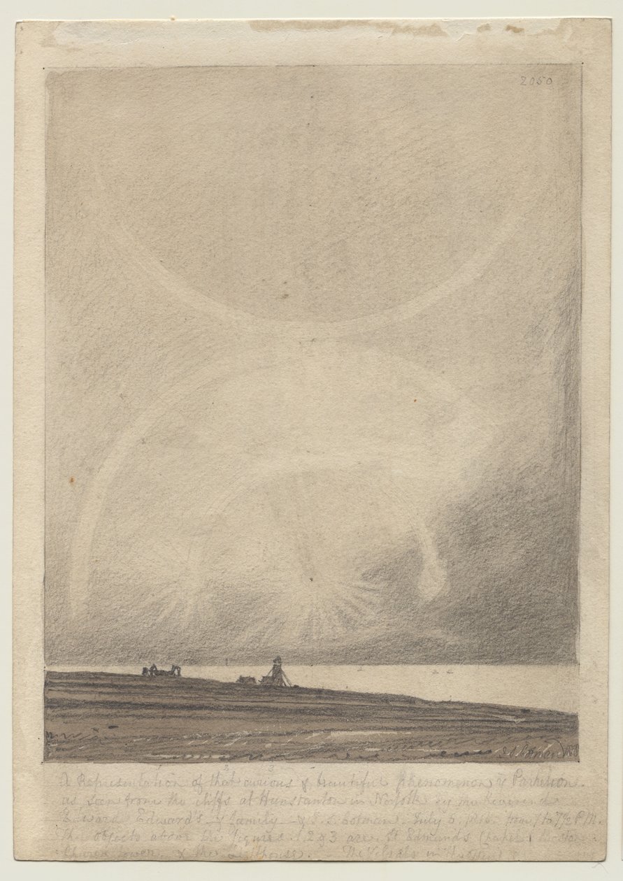 Verso: Un effetto di parelio visto dal faro di Hunstanton il 6 luglio 1816 da John Sell Cotman