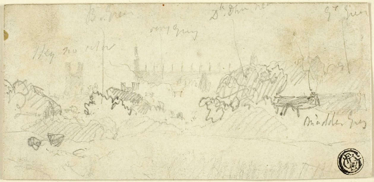 Schizzo di paesaggio con cattedrale da John Sell Cotman
