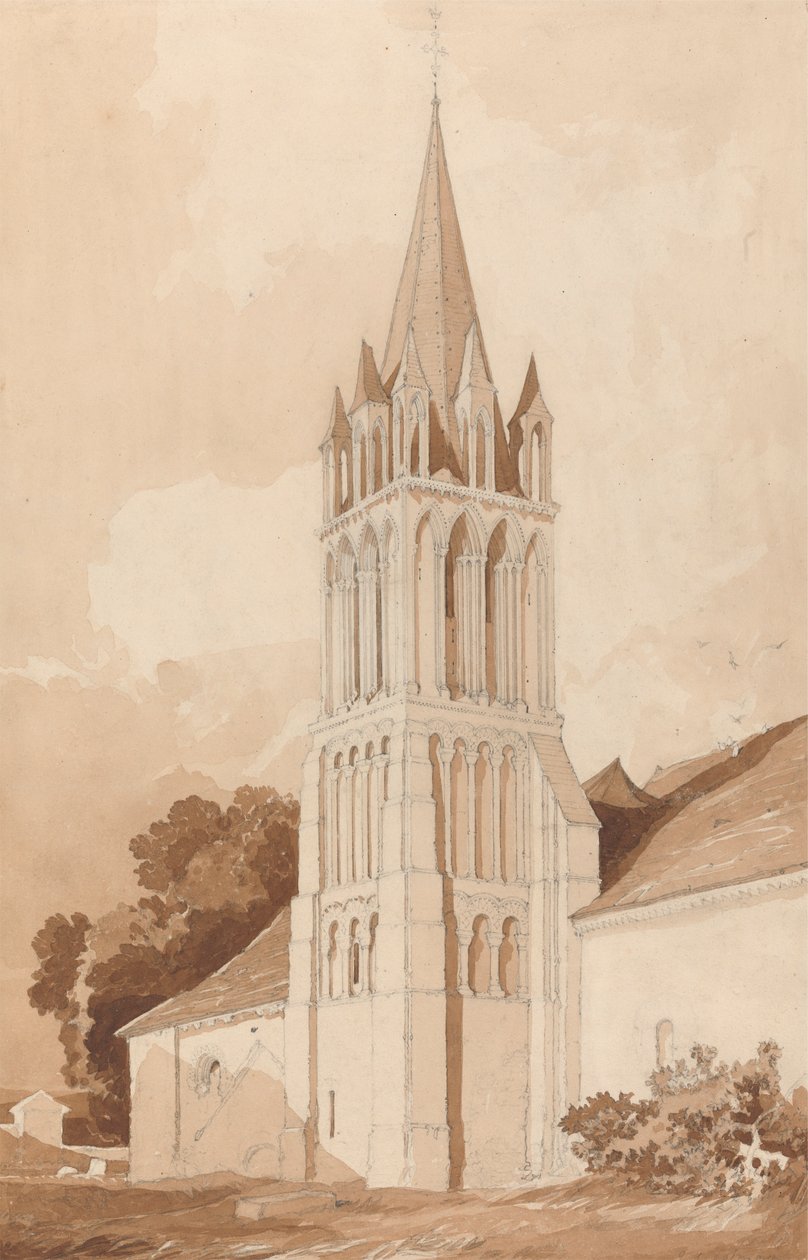Vista sud-est della Chiesa di Ifs, vicino a Caen, Normandia da John Sell Cotman