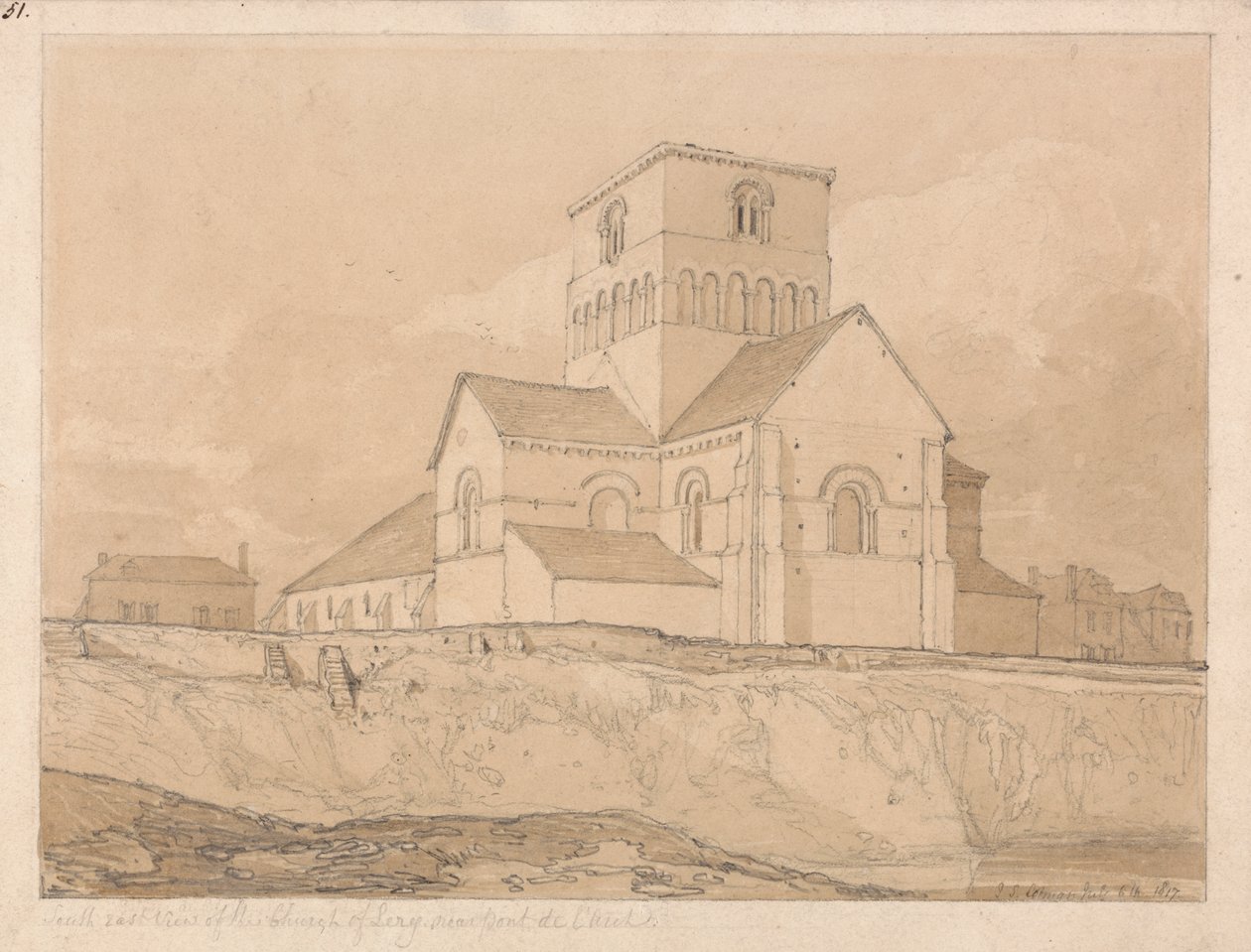 Vista sud-est della chiesa di Lery, vicino a Pont-de-l