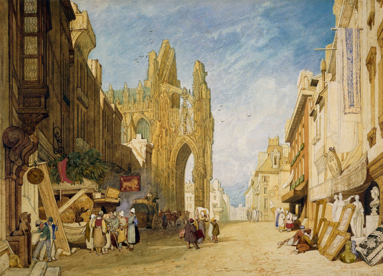 Scena di strada ad Alençon, Normandia da John Sell Cotman