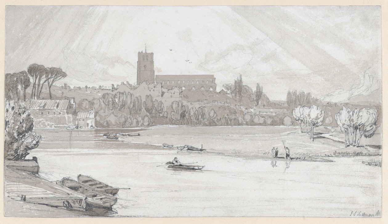La città di Beccles vista dal ponte, Suffolk da John Sell Cotman