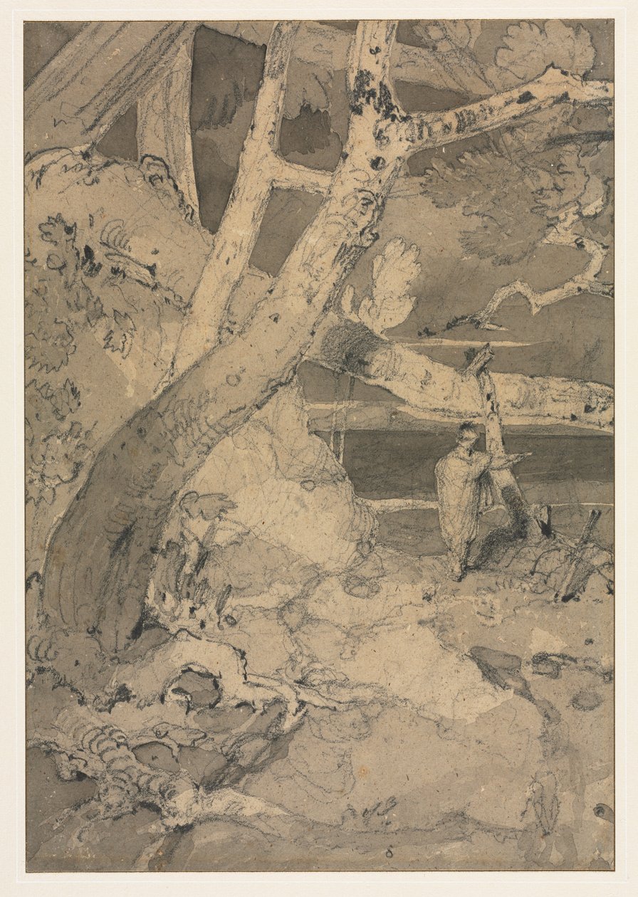 Viaggiatore in un paesaggio boschivo, 1806 da John Sell Cotman