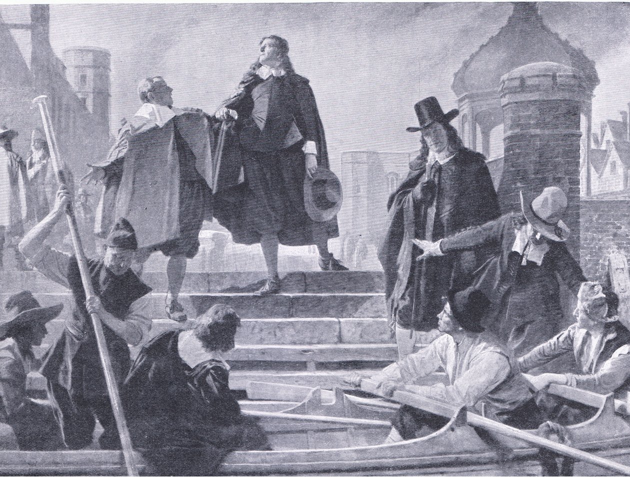 La fuga dei cinque membri, illustrazione da The History of the British People pubblicato da Waverley, c.1940 da John Seymour Lucas