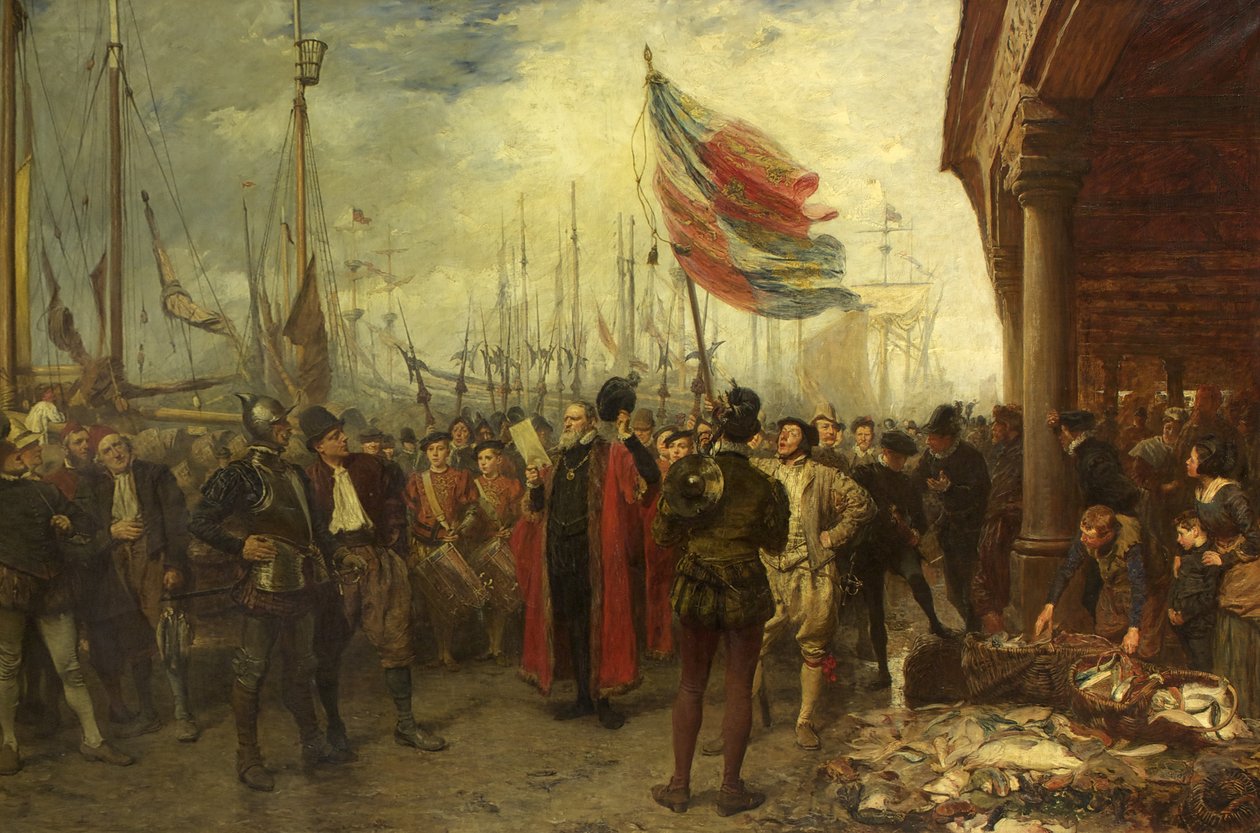 La chiamata alle armi - Plymouth Quay da John Seymour Lucas