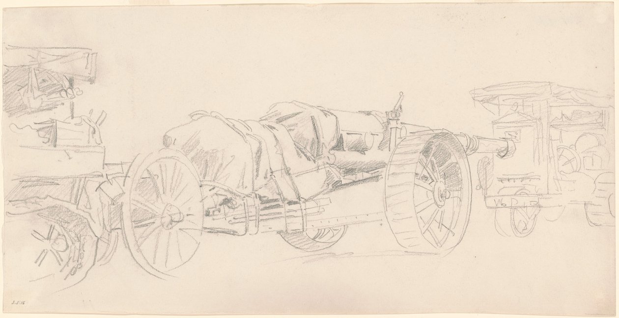 Rimorchi per cannoni, Francia, 1918 da John Singer Sargent