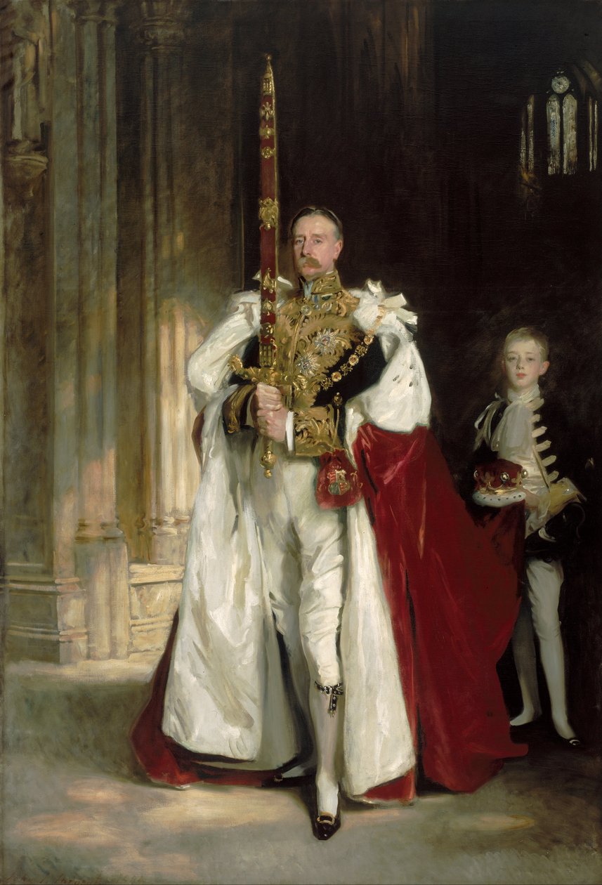 Charles Stewart, sesto marchese di Londonderry, porta la Grande Spada di Stato all