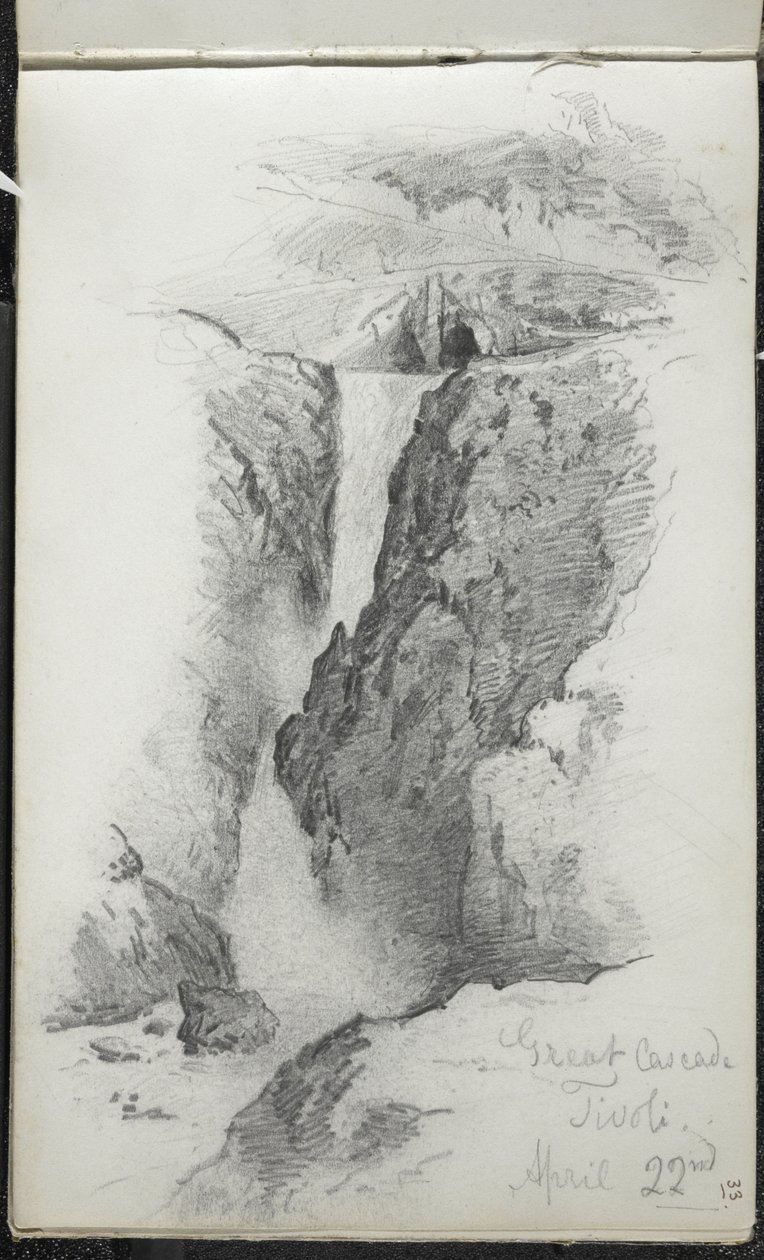 Grande cascata, Tivoli, Italia, 22 aprile 1869 da John Singer Sargent
