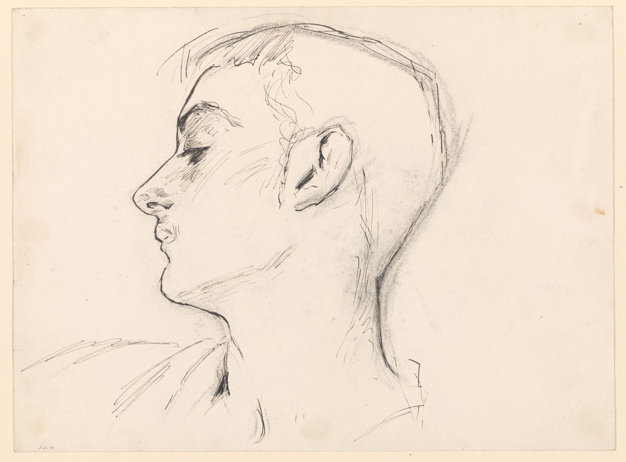 Testa di giovane uomo (Albert de Belleroche) di profilo da John Singer Sargent