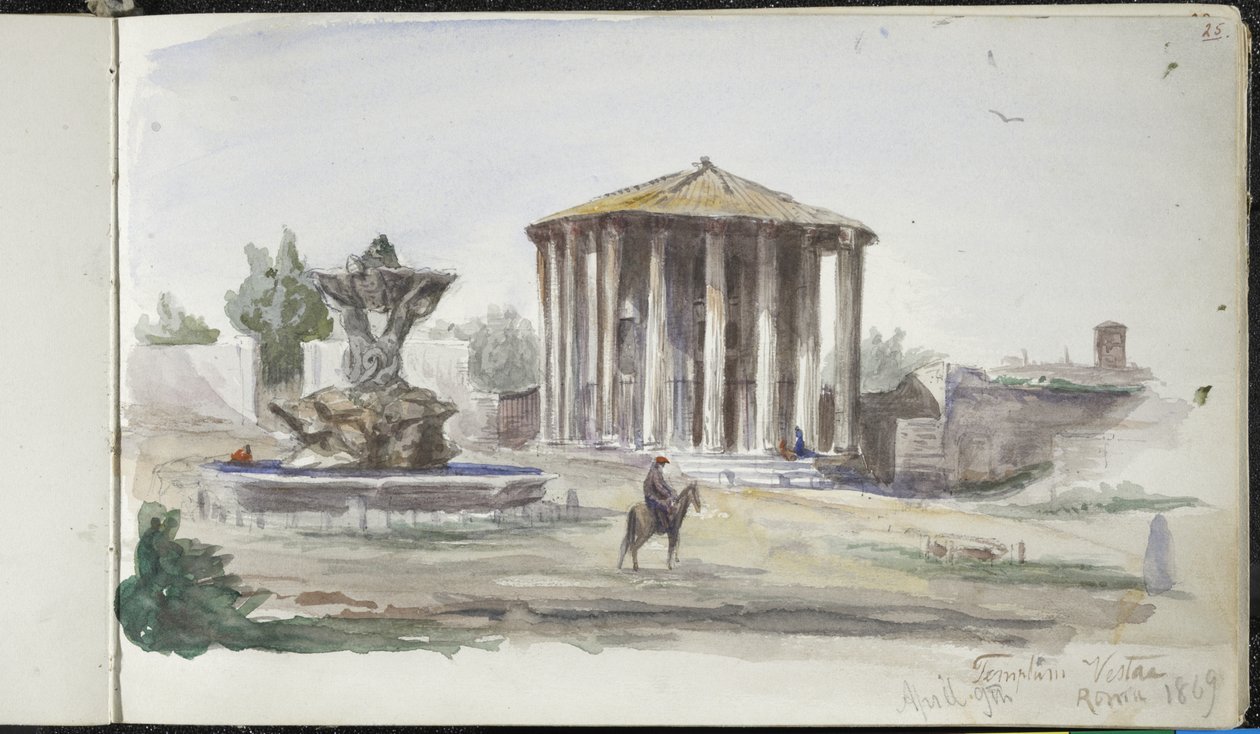 Paesaggio con figure, Templum Vestas, Roma, 9 aprile 1869 da John Singer Sargent