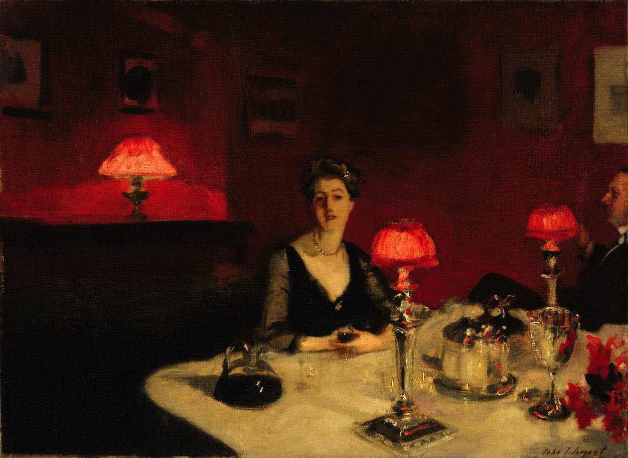 Le verre de porto (Una tavola da pranzo di notte) da John Singer Sargent
