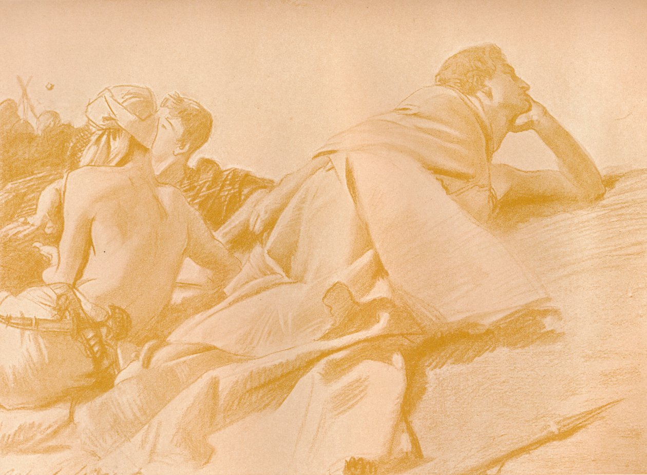Figure reclinate Davide nel campo di Saul da John Singer Sargent