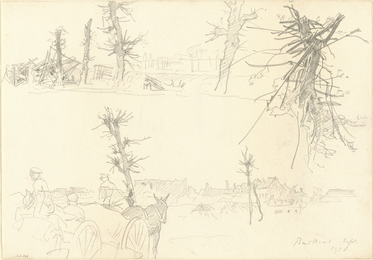 Soldati in un paesaggio devastato [recto], 1918 da John Singer Sargent