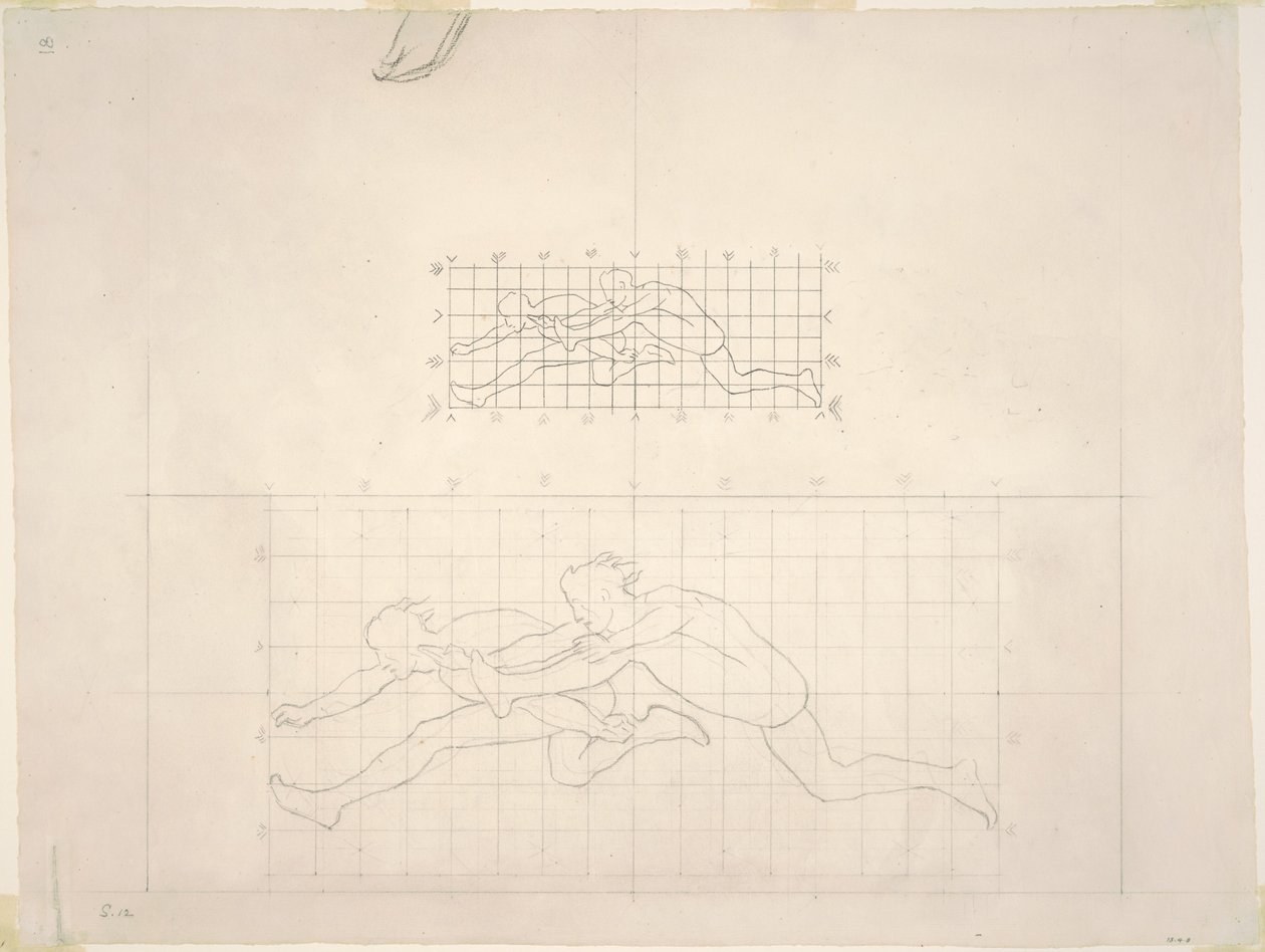 Studi per "Due figure maschili classiche che saltano" da John Singer Sargent