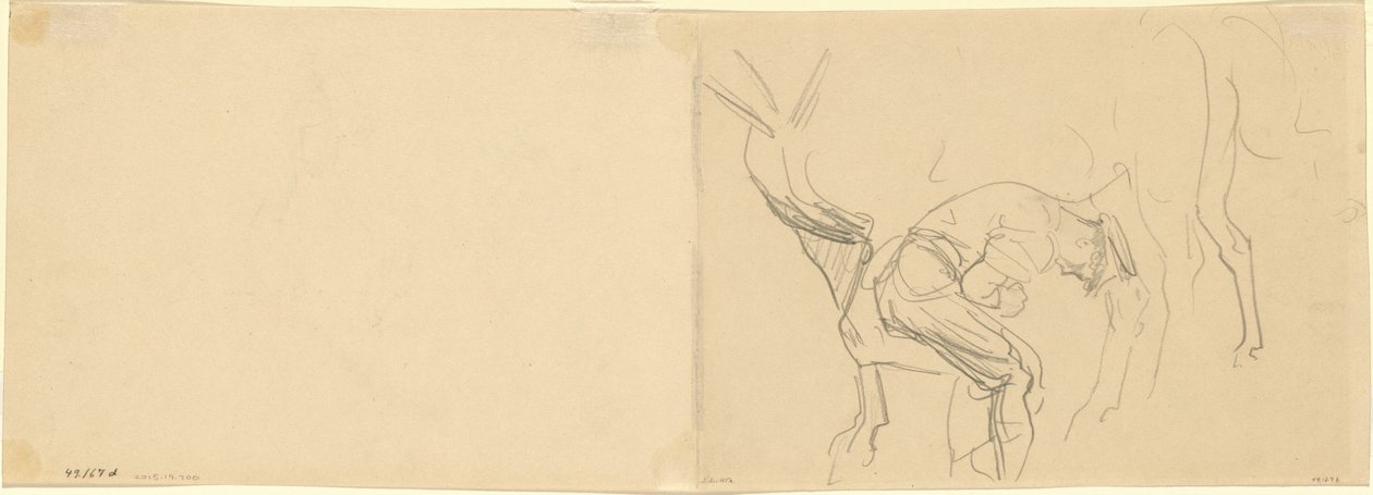 Studio per "Ferratura dei cavalli di cavalleria al fronte" (verso) da John Singer Sargent