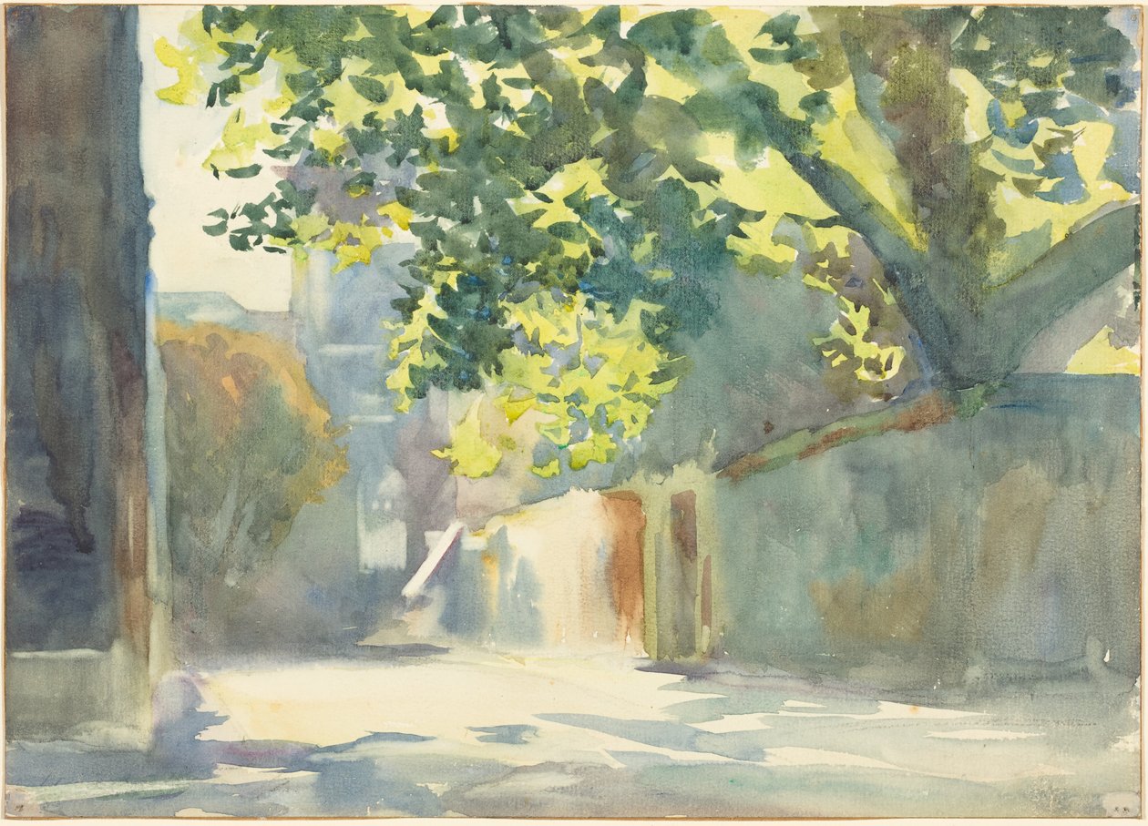 Parete illuminata dal sole sotto un albero da John Singer Sargent