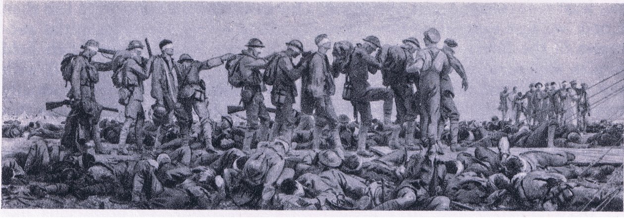 La stazione di medicazione. Vittime del gas mostarda, da Avventura Britannica pubblicata da Collins, 1947 da John Singer Sargent