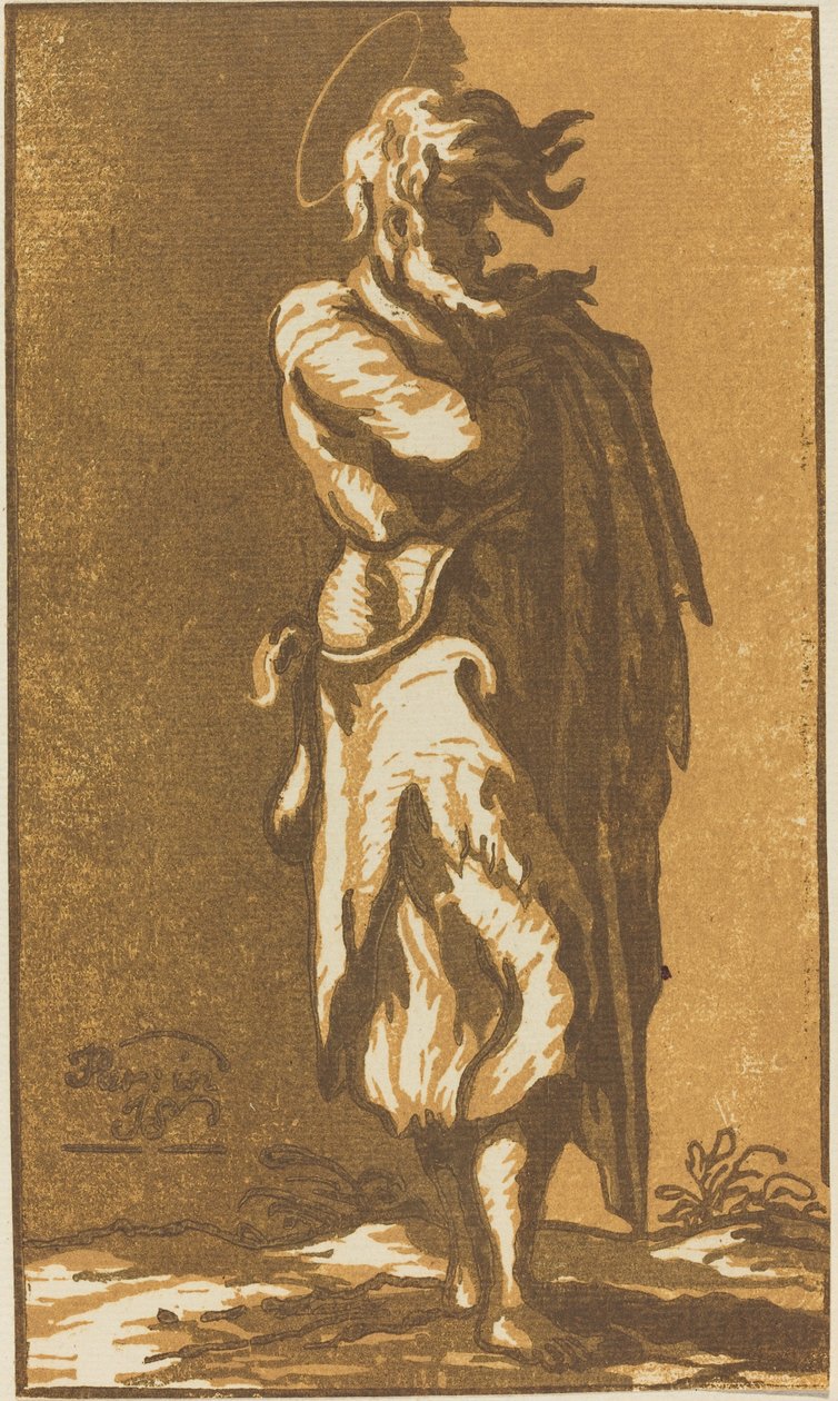 Santo maschio in piedi con le braccia incrociate, rivolto a destra da John Skippe after Parmigianino