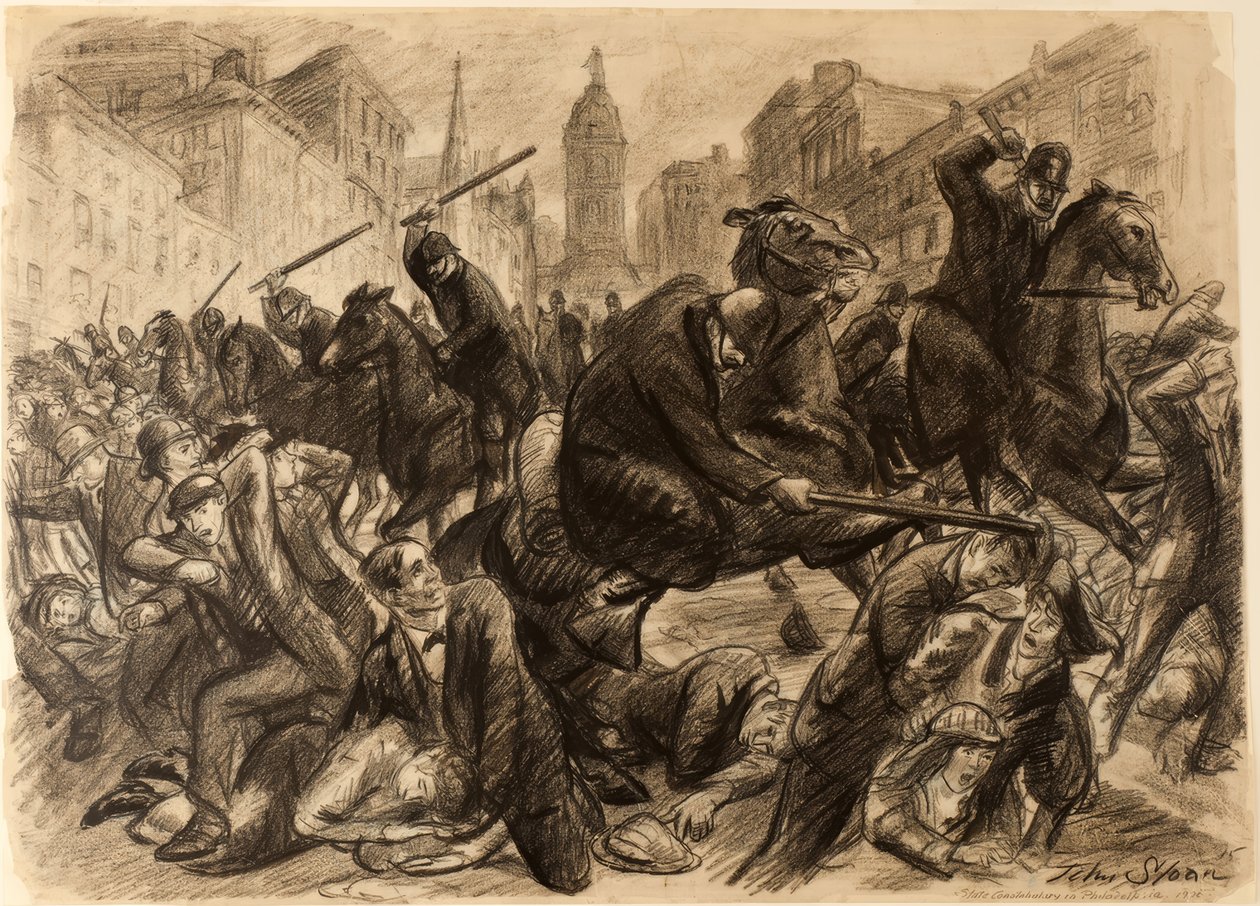 Il Corpo di polizia; la polizia dei distretti rurali di Filadelfia, 1910 da John Sloan