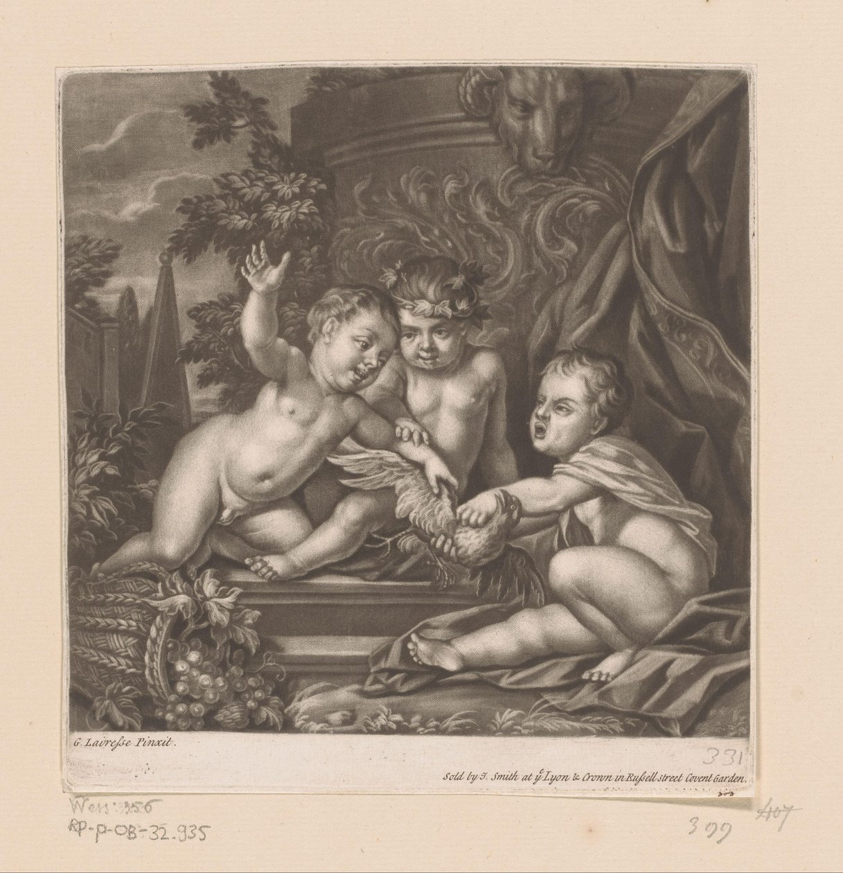 Tre cupidi con un uccello da attributed to John Smith