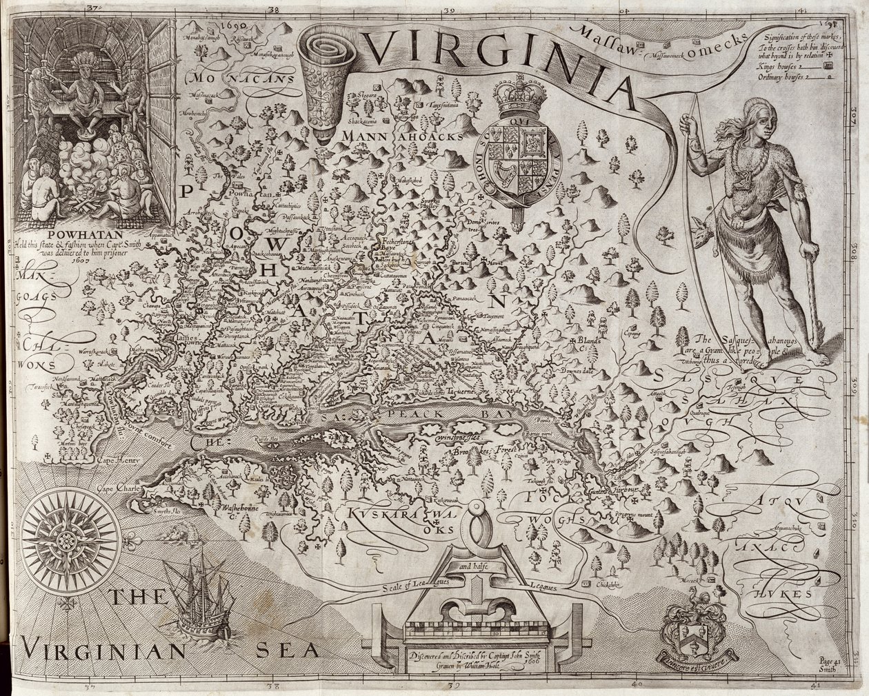 Mappa della Virginia, scoperta e descritta dal capitano John Smith, incisa da William Hole, pubblicata nel 1612 da John Smith 2