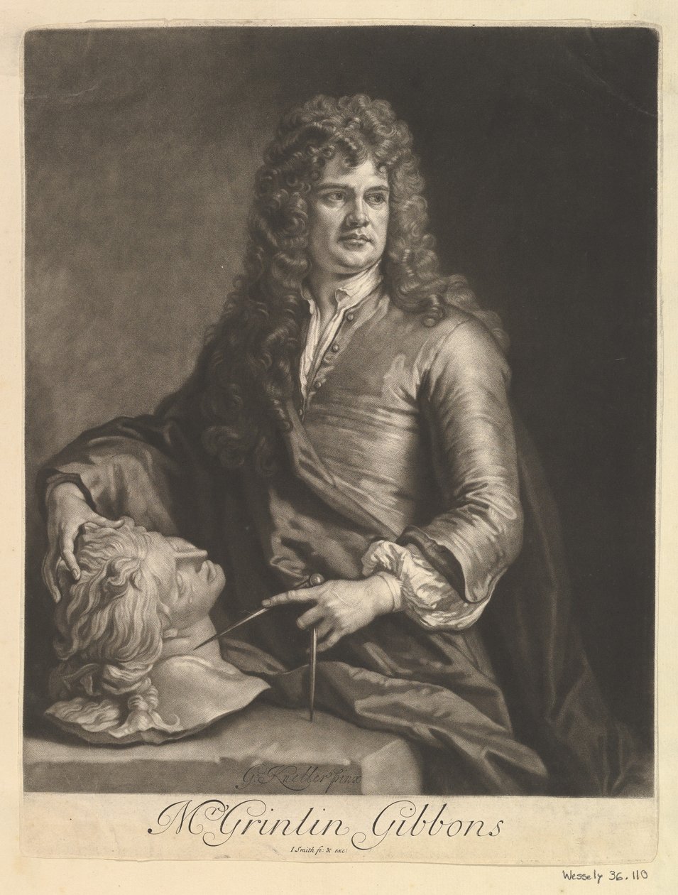 Ritratto di Grinling Gibbons, 1690 da John Smith 2