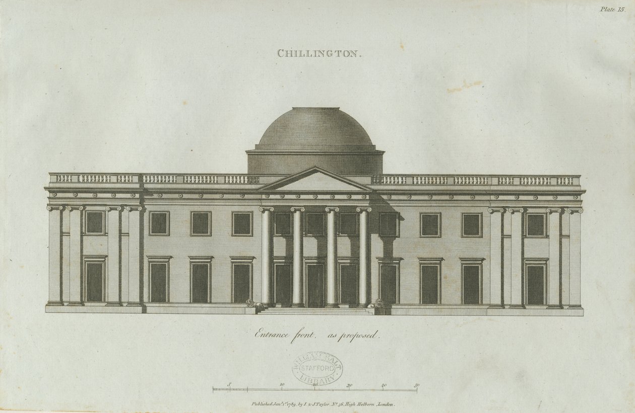 Chillington Hall: incisione da John Soane