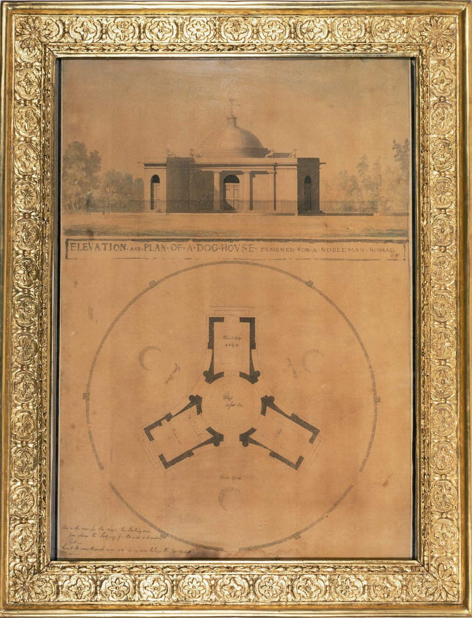 Elevazione e pianta di una cuccia per cani, 1779 da John Soane