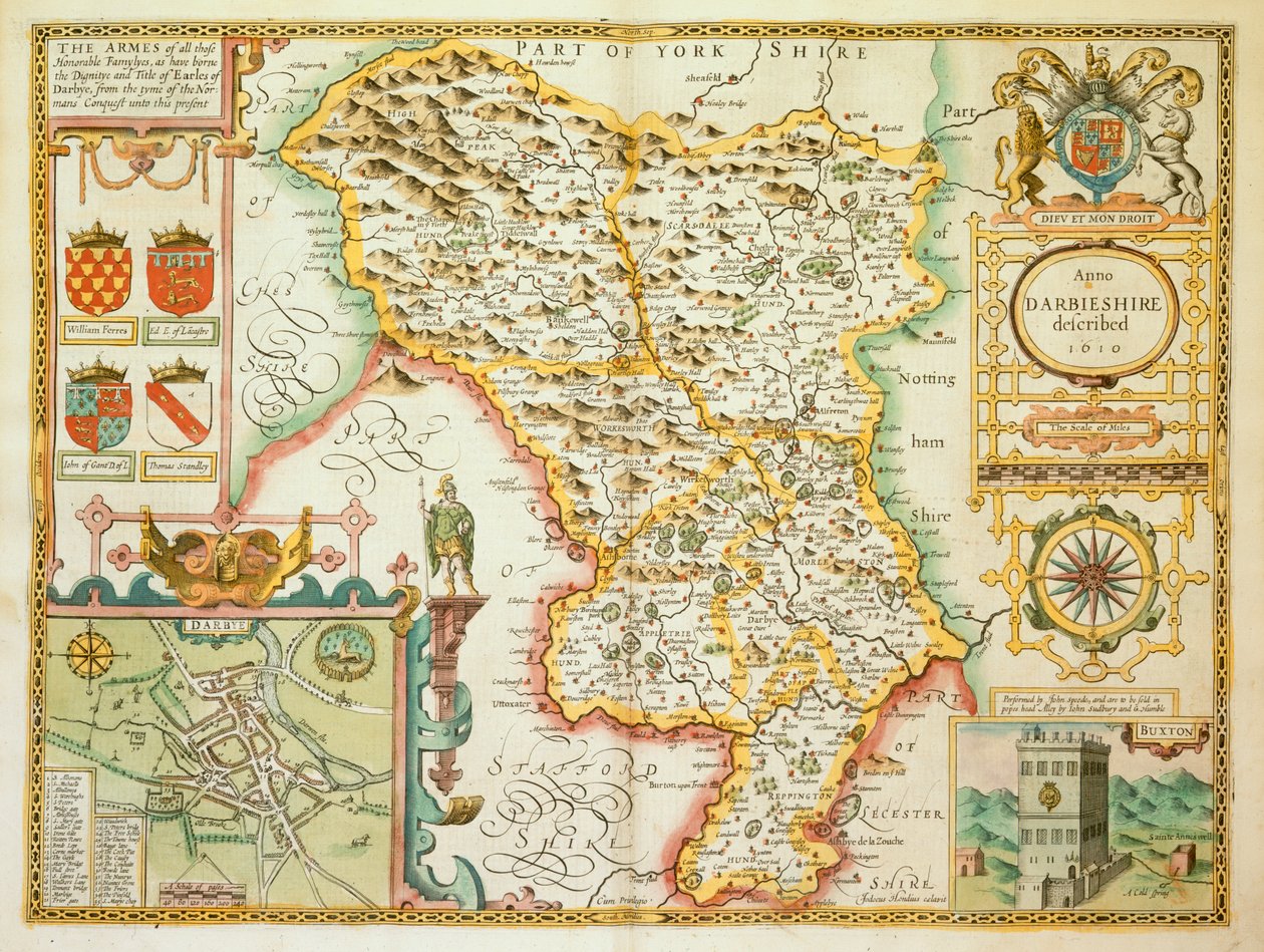 Mappa della contea di Derbyshire, da 