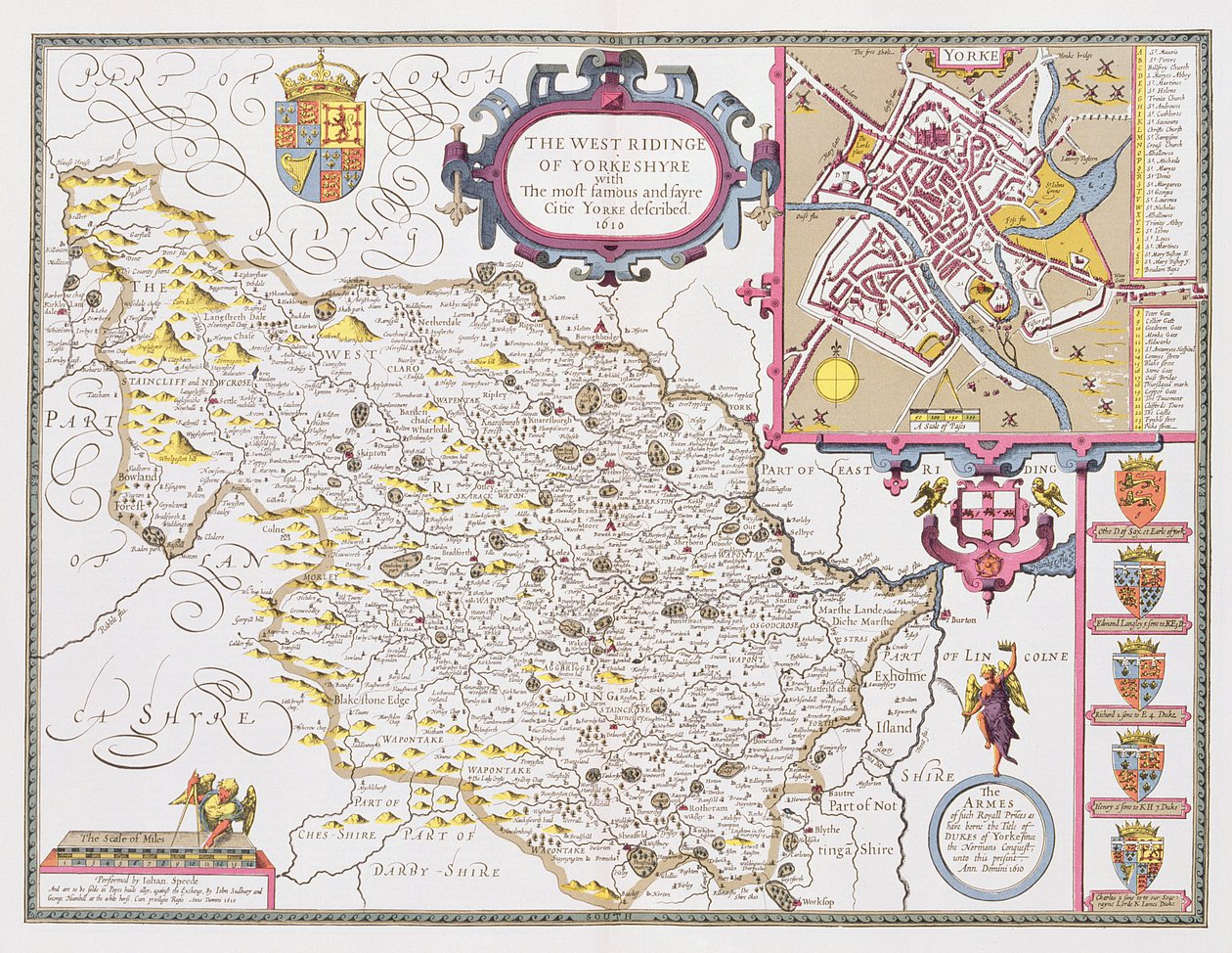 Il West Ridinge dello Yorkshire, inciso da Jodocus Hondius (1563-1612) dal 