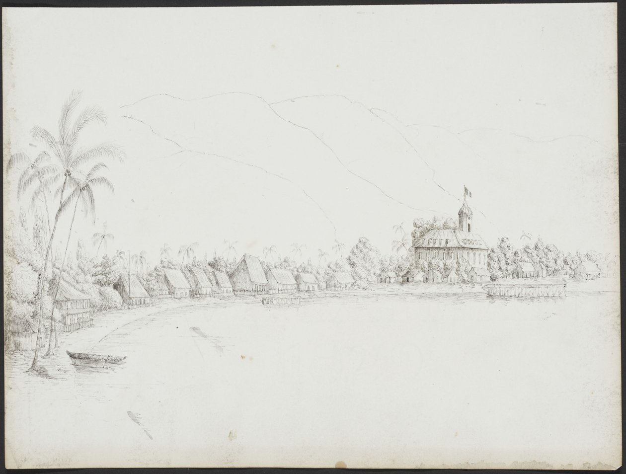 Veduta di Papeete dal porto, novembre 1845 da John Speer