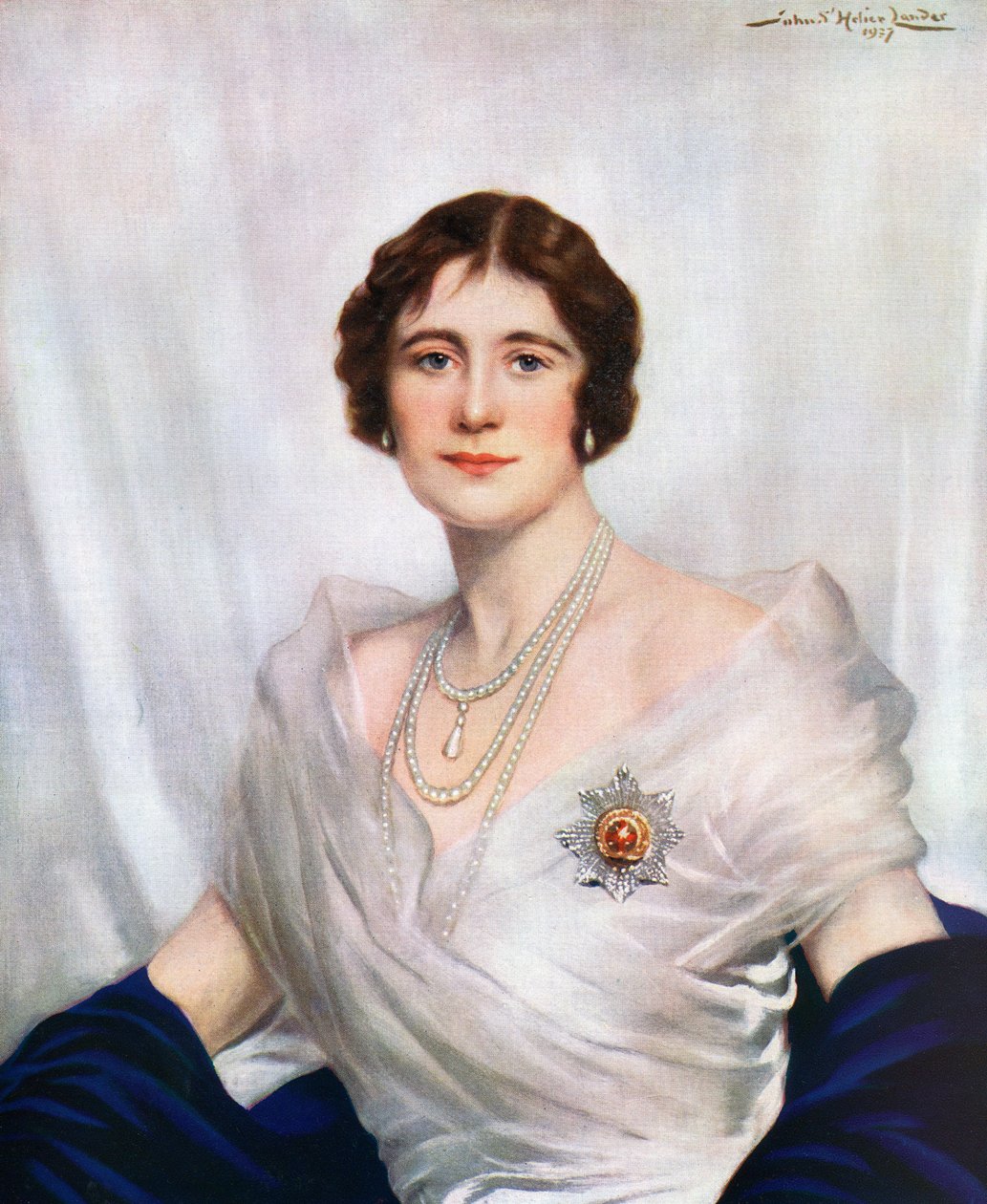 Ritratto di incoronazione della regina Elisabetta, la Regina Madre nel 1937 da John St. Helier Lander