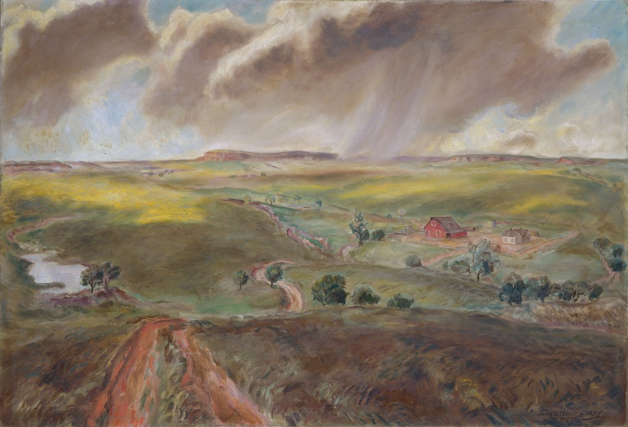 Pioggia primaverile (paesaggio del Kansas occidentale) da John Steuart Curry