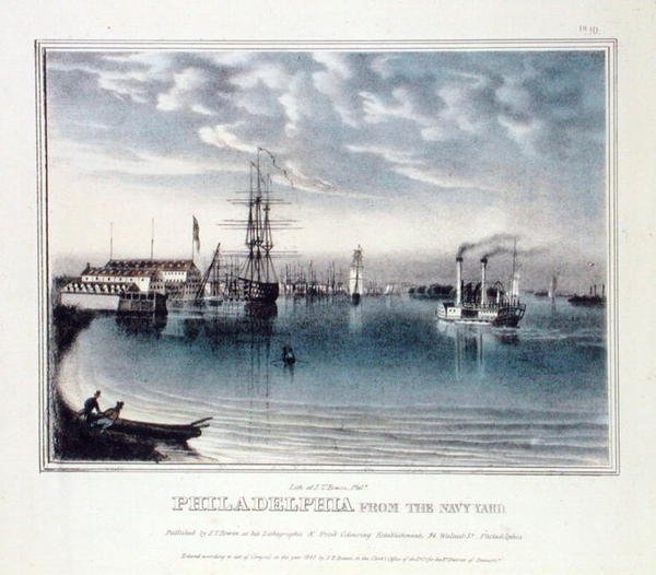 Filadelfia dal cantiere navale, c.1840 da John T. Bowen