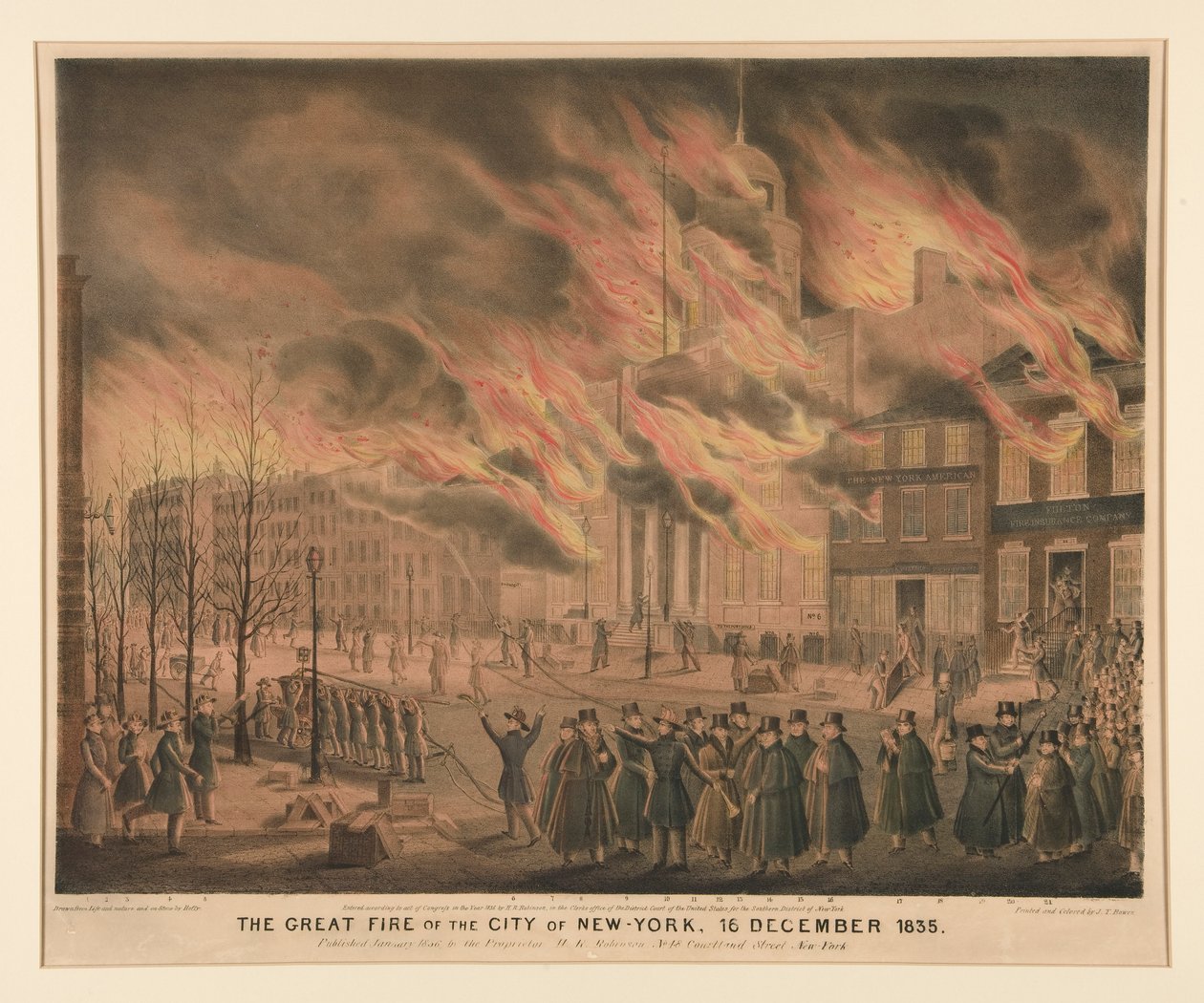 Il Grande Incendio della Città di New York, 16 dicembre 1835 da John T. Bowen