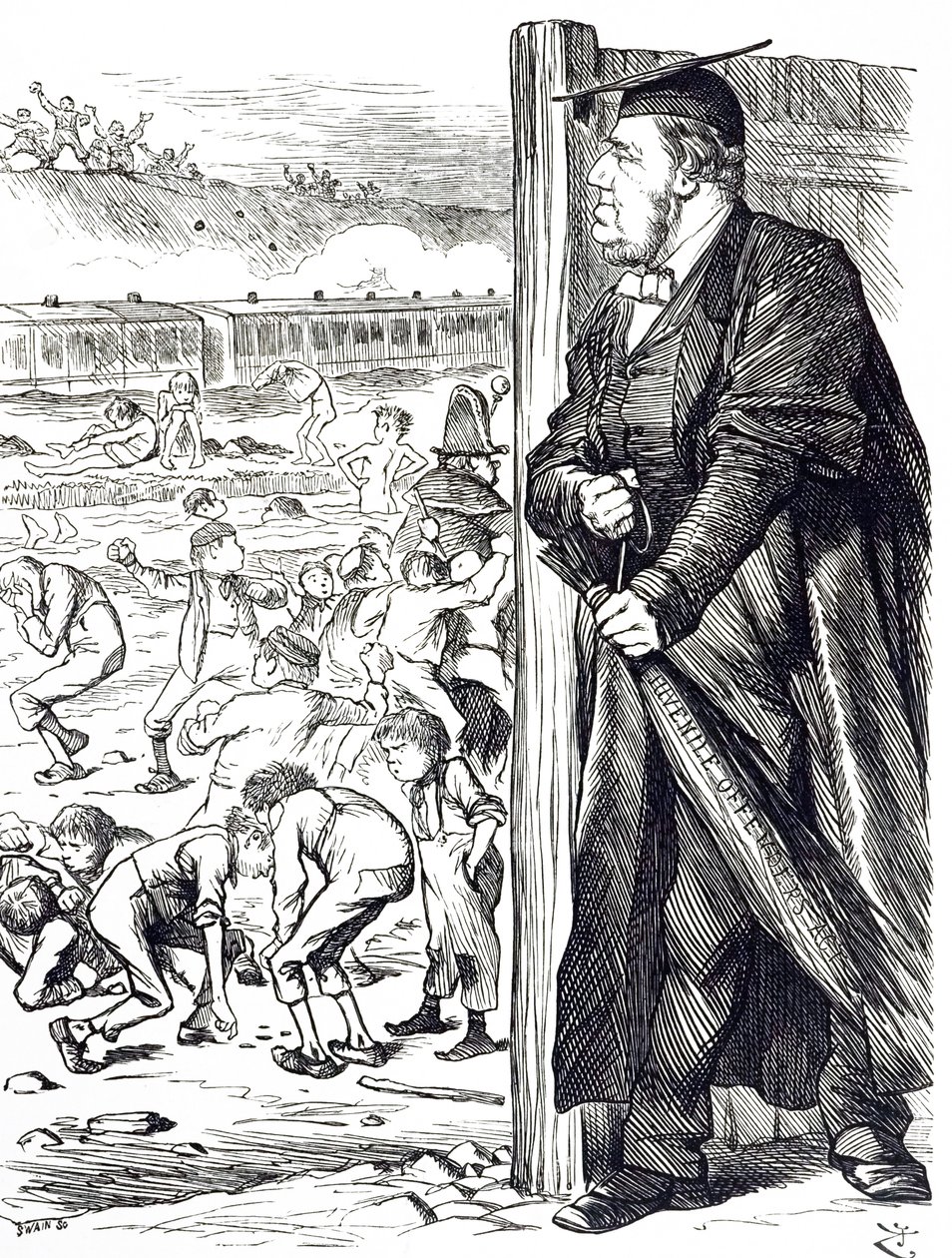 Una vignetta che raffigura William Vernon Harcourt (1827-1904) che quando era Segretario di Stato per gli Affari Interni raccomandò l
