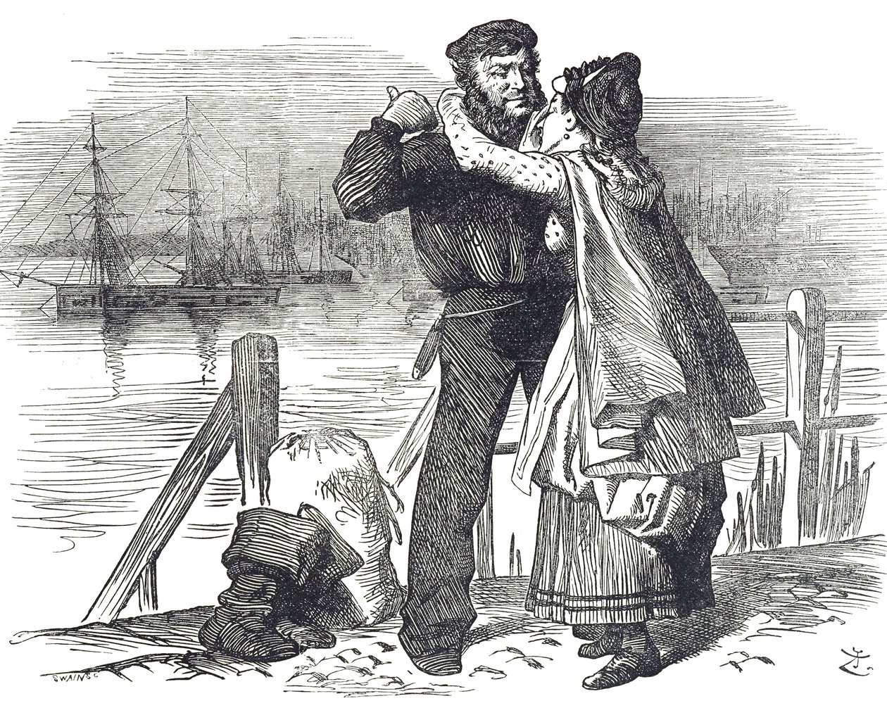 Omaggio di un marinaio a Samuel Plimsoll, un politico e riformatore sociale inglese, per il lavoro svolto come deputato per Derby nella regolamentazione del carico e della navigabilità delle navi mercantili da John Tenniel