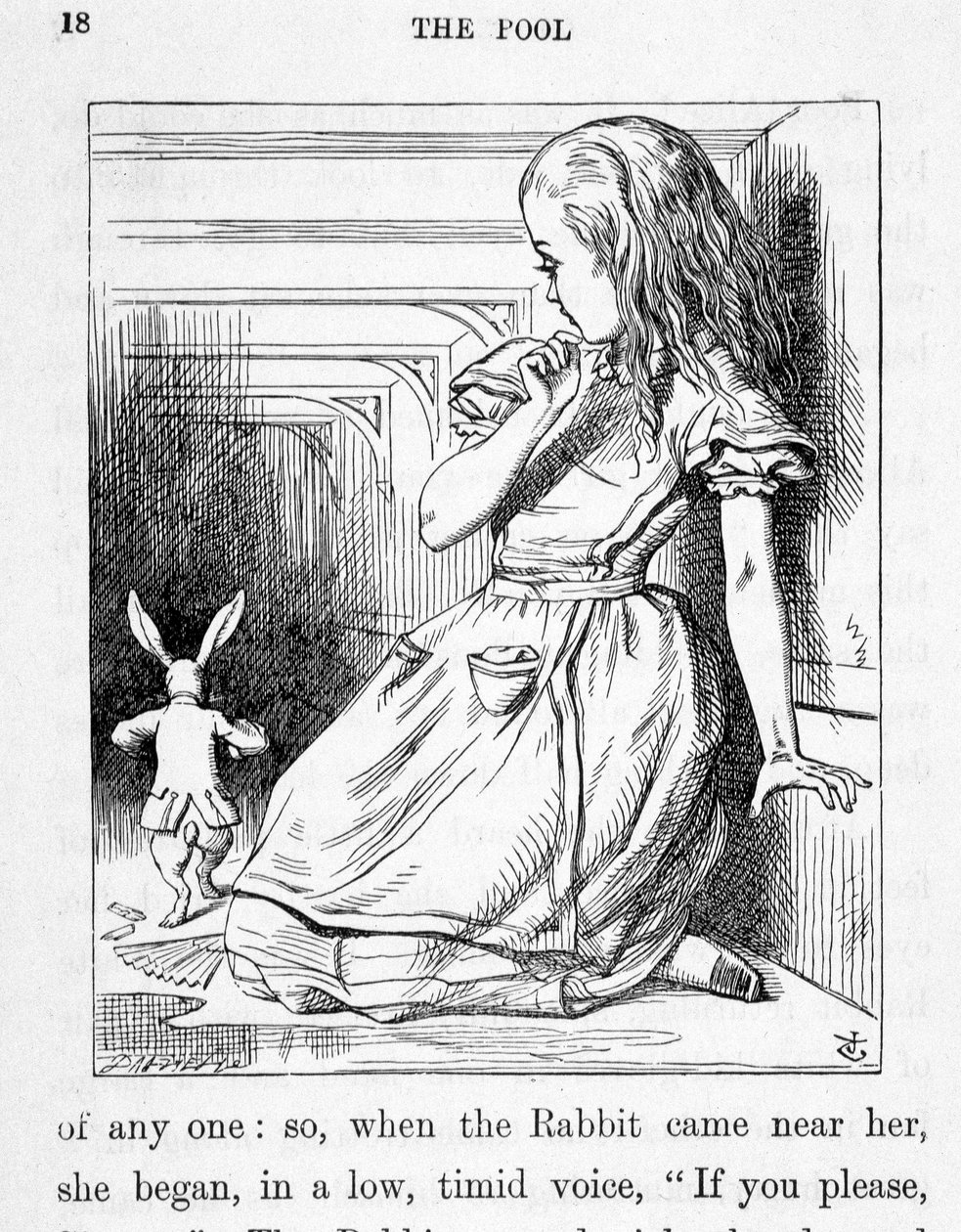 Alice e il coniglio - in "Le avventure di Alice nel Paese delle Meraviglie e attraverso lo specchio" di Lewis Carroll, ill. John Tenniel (1820-1914) da John Tenniel