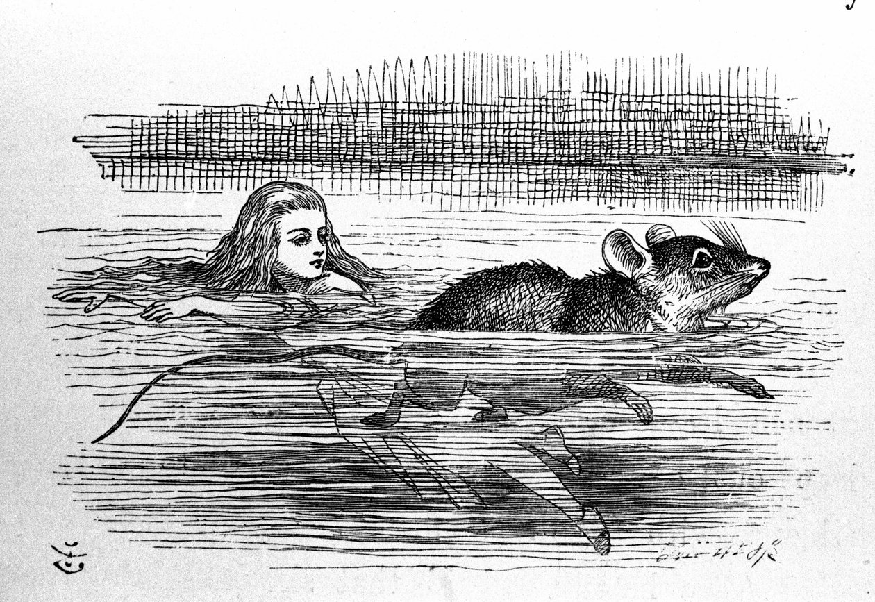 Alice nel Paese delle Meraviglie di Lewis Carroll (E. Dodgson). Illustrazione della prima edizione di Tenniel da John Tenniel