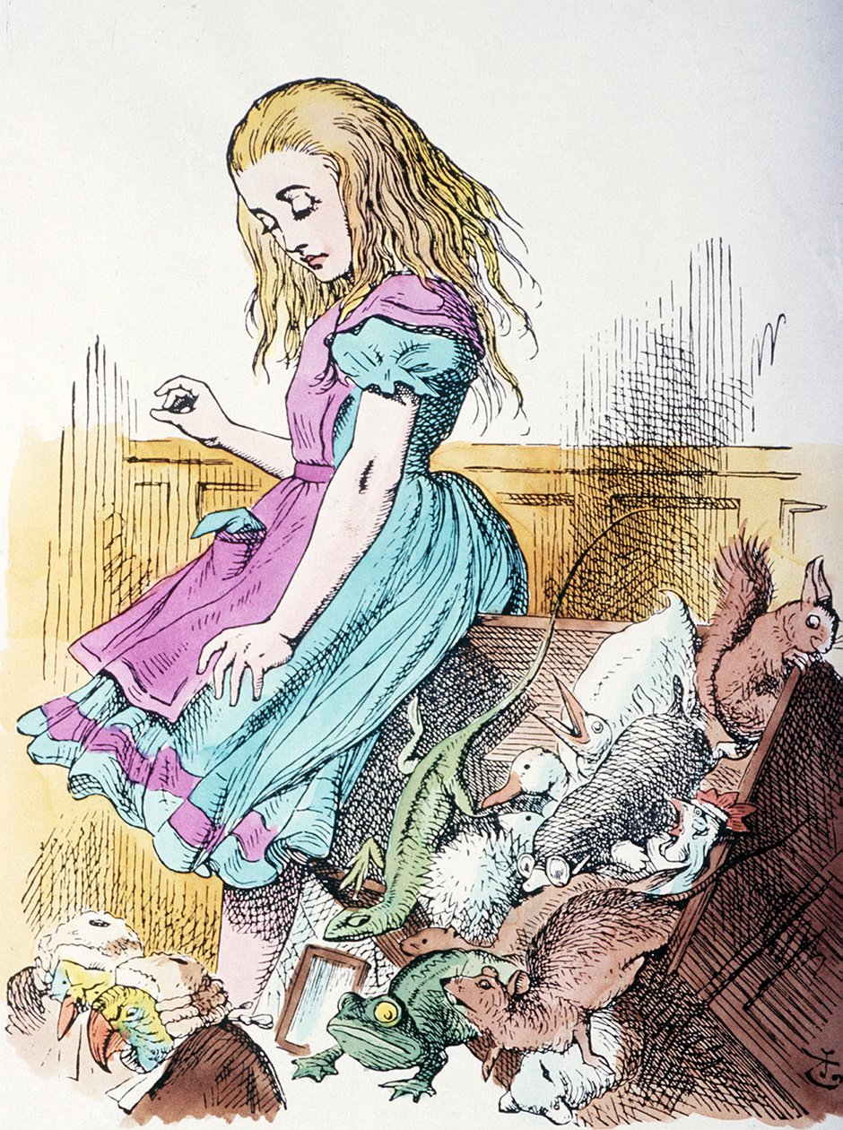 Alice circondata da animali da John Tenniel