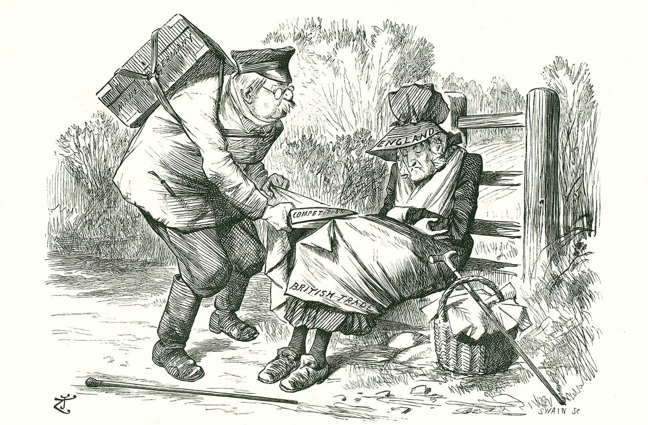 La Germania ruba alla Gran Bretagna la posizione di leader mondiale nel commercio e nella manifattura. Vignetta di John Tenniel da Punch, 5 settembre 1896 da John Tenniel
