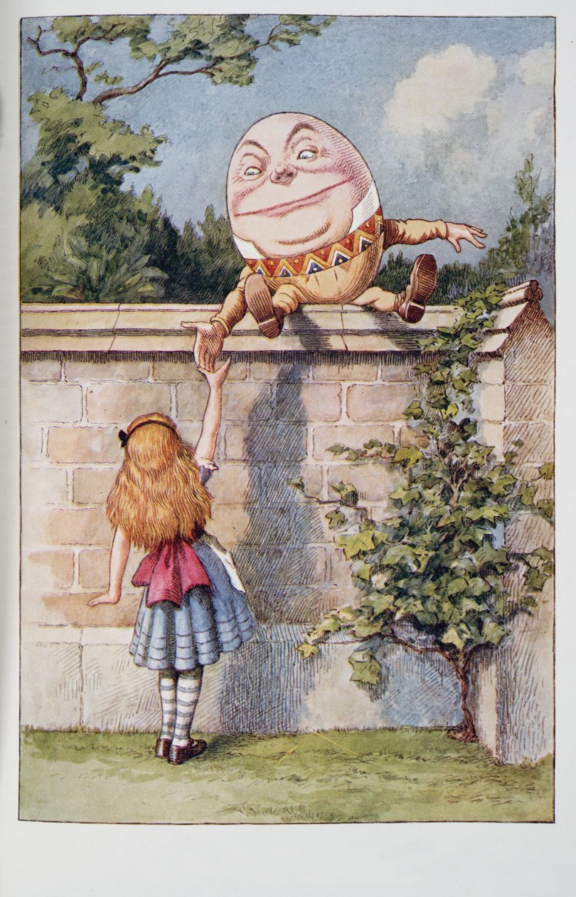 Humpty Dumpty, da Le Avventure di Alice nel Paese delle Meraviglie e Attraverso lo Specchio e Cosa Alice Trovò Lì, di Lewis Carroll, pubblicato nel 1911 da John Tenniel
