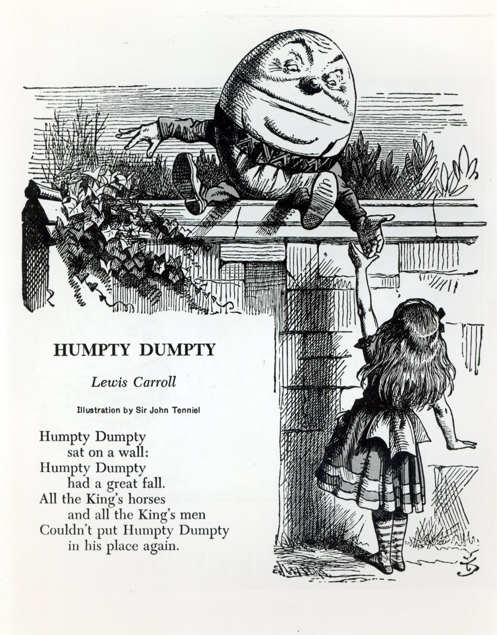 Humpty Dumpty, illustrazione per la filastrocca di Lewis Carroll da John Tenniel