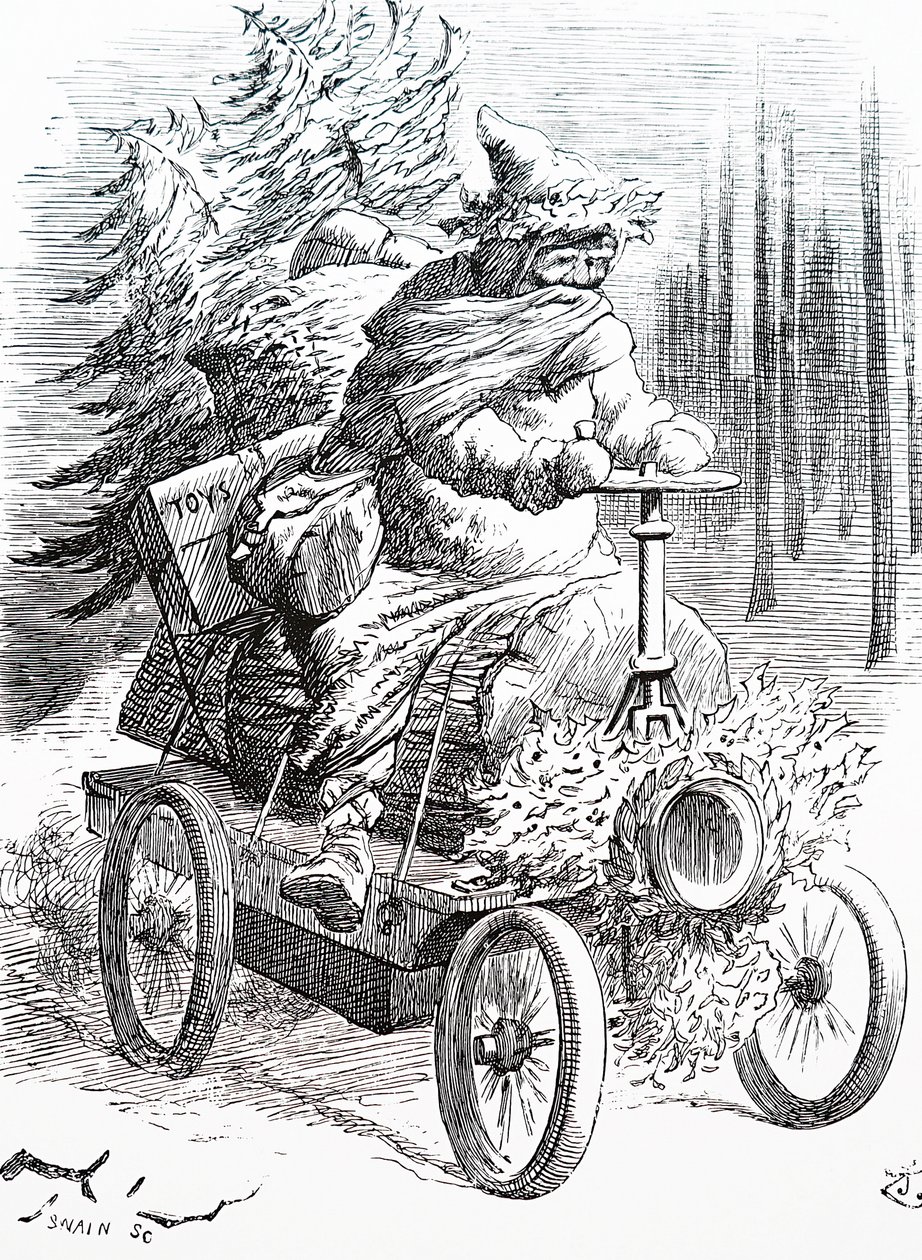 Babbo Natale che corre nella neve da John Tenniel