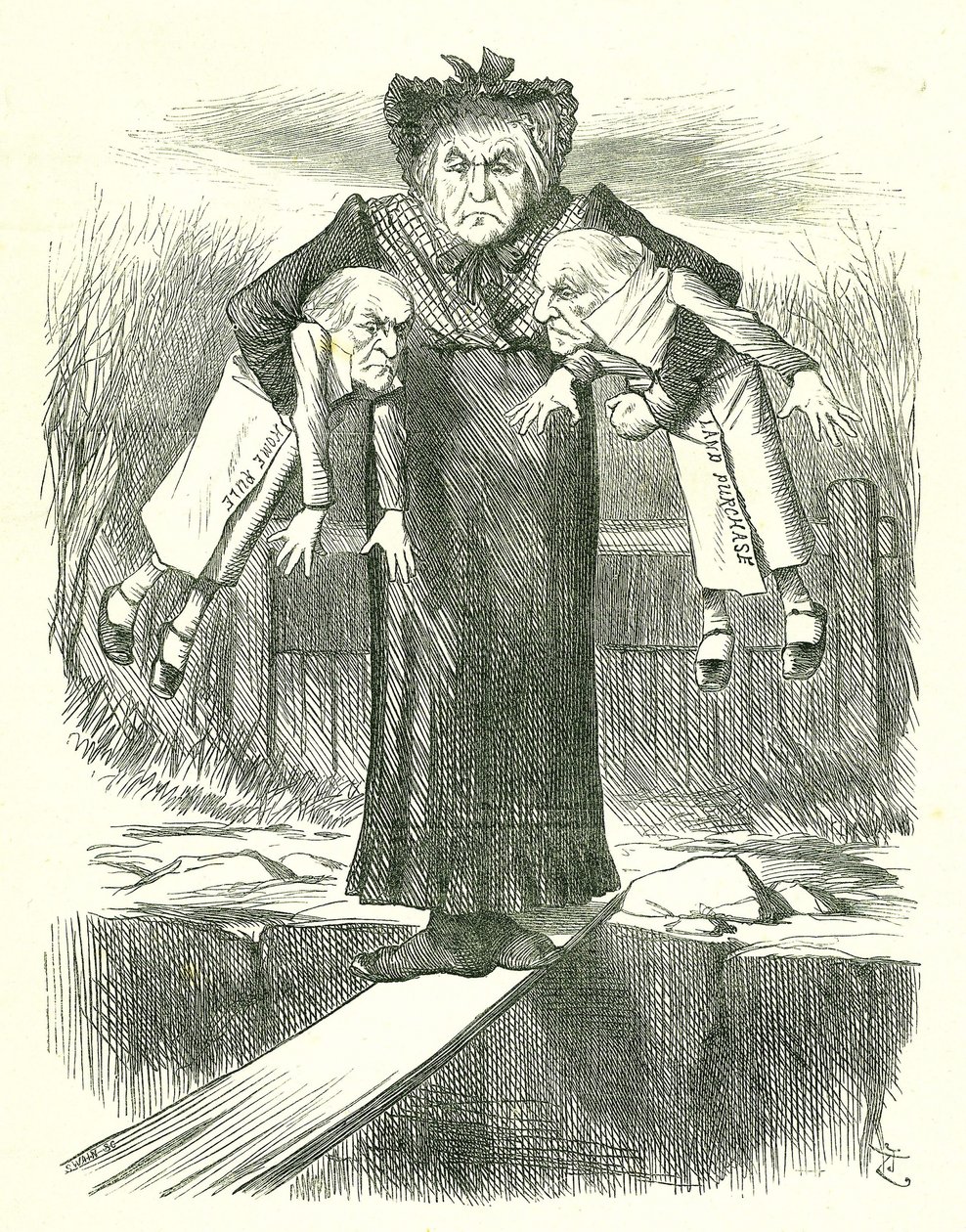 Metti giù due e porta uno?: Gladstone, il primo ministro britannico, in un dilemma su quale dei controversi disegni di legge irlandesi abbandonare. Cartone animato di John Tenniel da Punch, Londra, 3 aprile 1886 da John Tenniel
