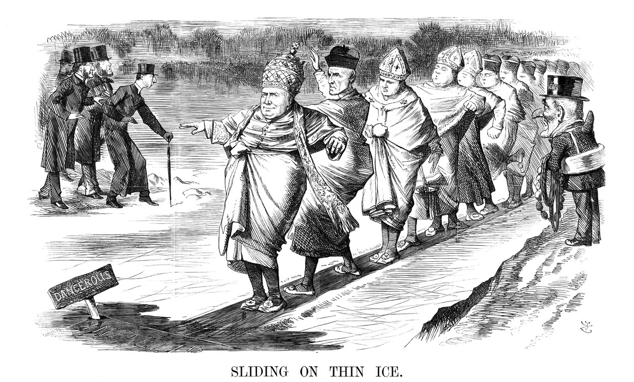 Scivolare sul ghiaccio sottile, 1869 da John Tenniel