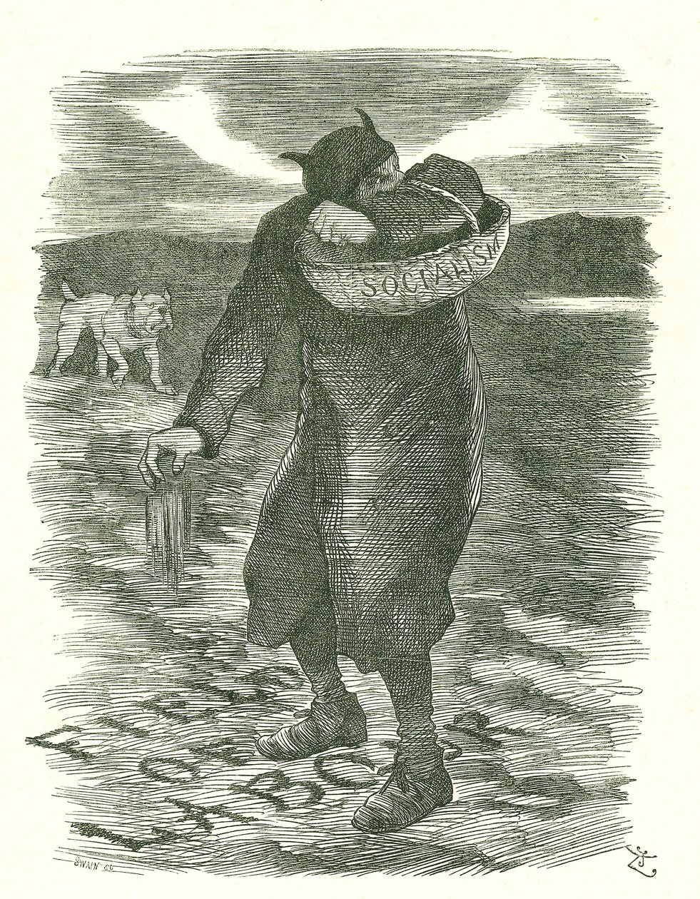 Semina di zizzania: paura che il socialismo si stesse diffondendo tra la forza lavoro britannica. Cartone animato di John Tenniel da Punch, Londra, 27 febbraio 1886 da John Tenniel