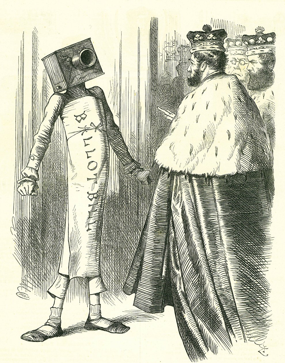 Il disegno di legge sul voto si oppone alla Camera dei Lord. Vignetta di John Tenniel da 
