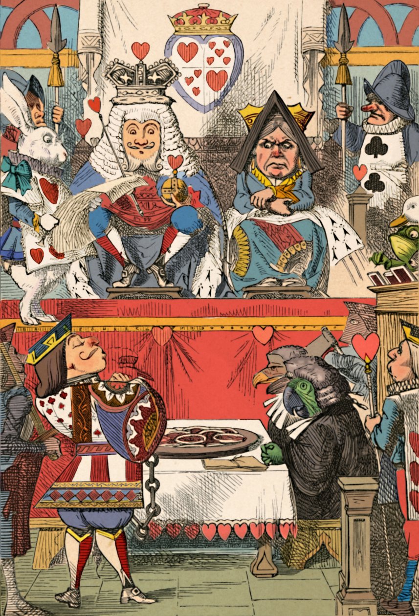 Il re e la regina di cuori in tribunale, 1889 da John Tenniel