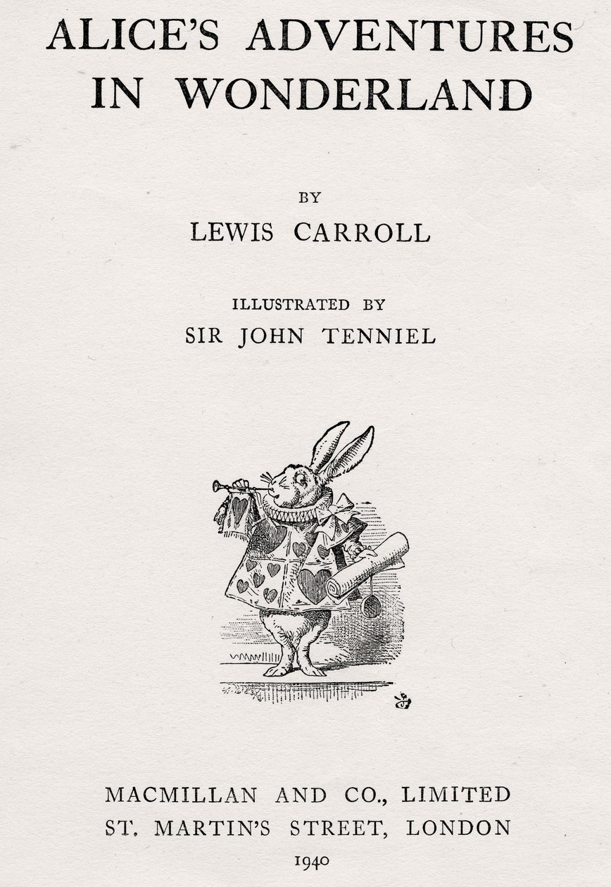 Il Coniglio Bianco sulla pagina del titolo di 
